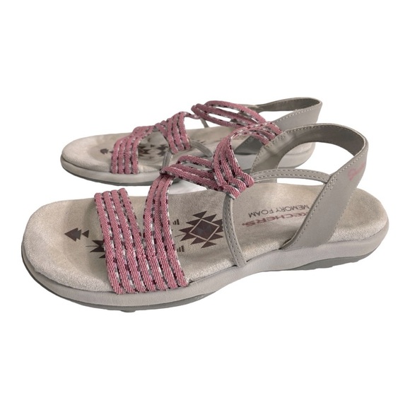 Skechers Reggae Slim Pink and Gray Sandals size 7 - Picture 1 of 14